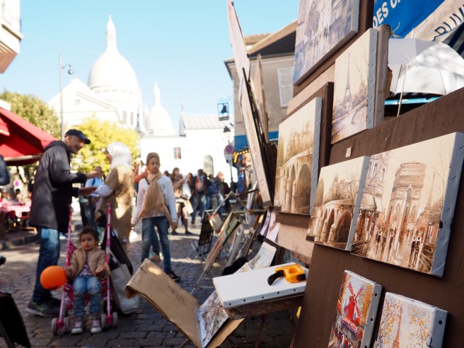 Art for sale behind the Sacre Coeur. 